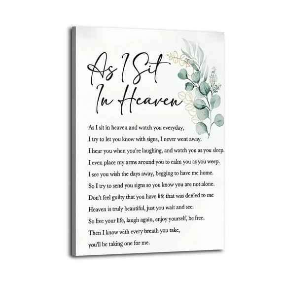 Inspirational Decor As I Sit In Heaven Christian Gifts Bible Verse(1) Poster Wrapped Wooden Frame Wall Decor,Canvas Wall Art for Living Room,Bedroom,Office,Ready to Hang