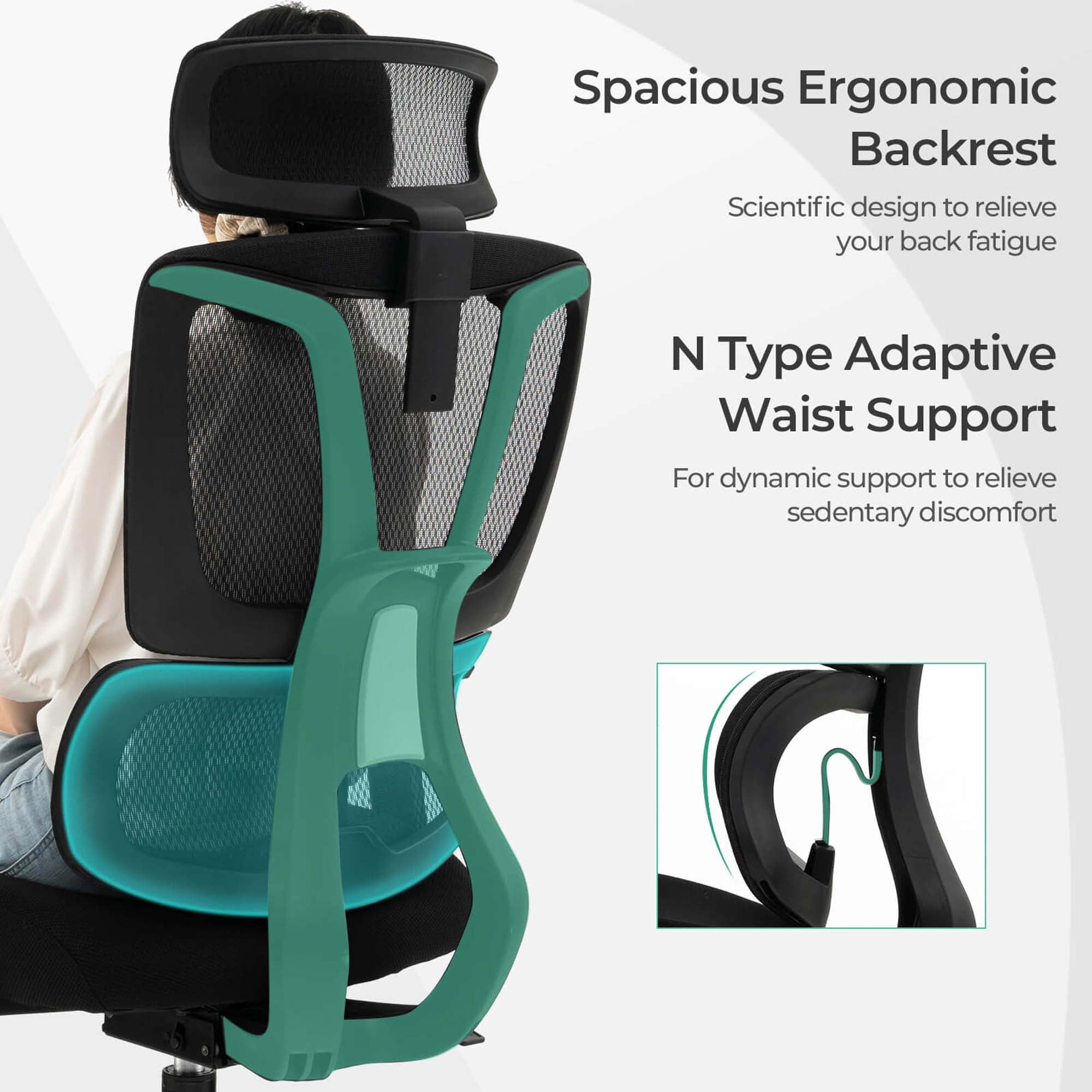 Costway Ergonomic Office Chair Adjustable Desk Chair Breathable Mesh Chair Black