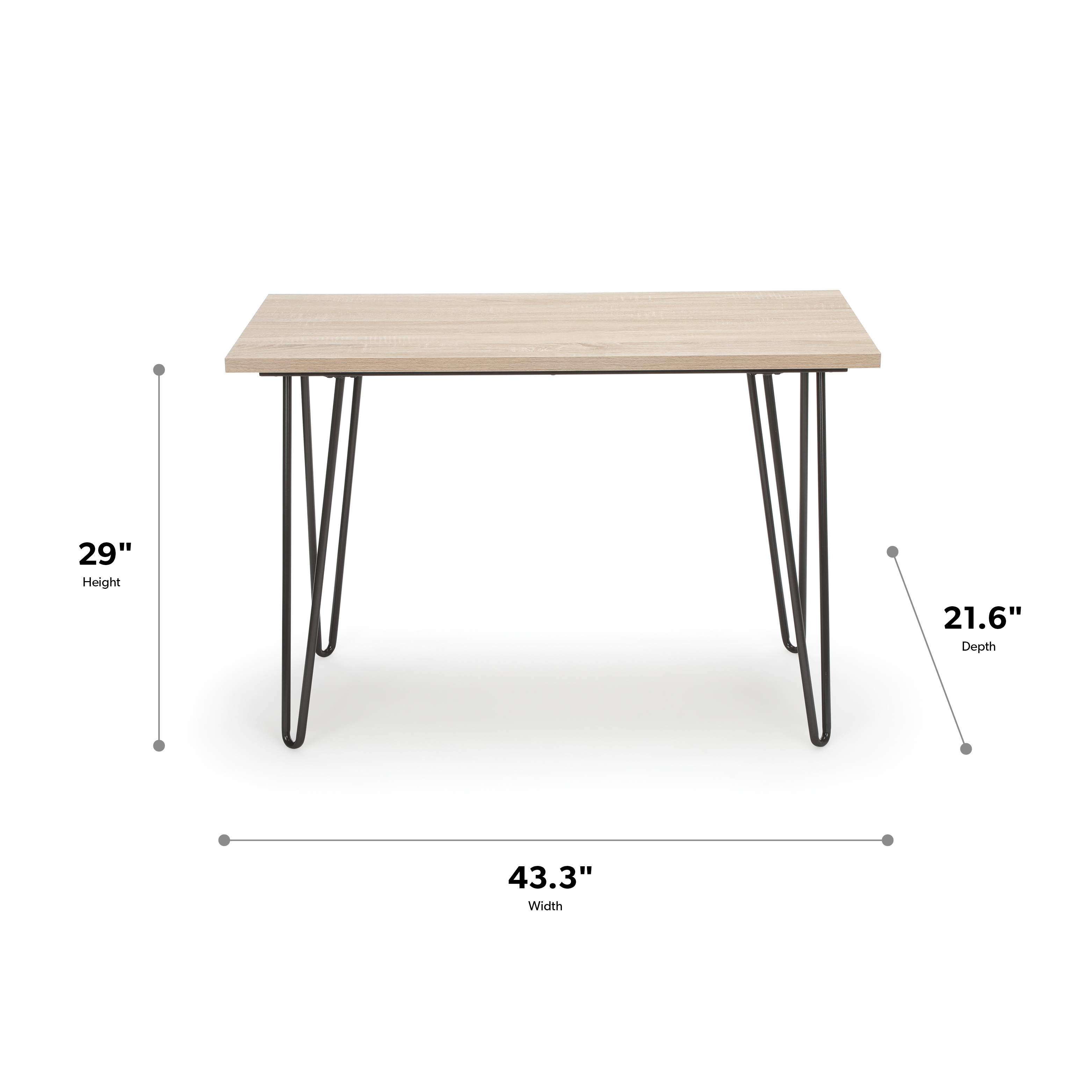 OFM Essentials Collection 44" Home Retro Desk, Writing Desk with Hairpin Legs, in Gray/Natural (ESS-1054-GRY-NAT)