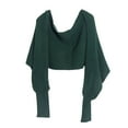 thumbnail image 4 of AWZXDE Women's Hollow-Out Knitted Pure Color Shawl Scarf with Sleeves - Warm Wrap for Cool Evenings, All-Season Fashion Piece Green,One Size, 4 of 5