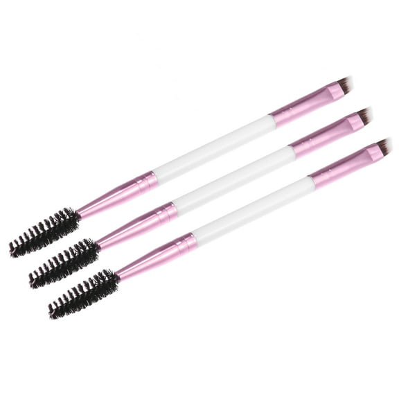 Vocoste 3pcs Soft Double Sided Eyebrow Brush Angled Eye Brow Brush Eyelash Extension Brush Pink White