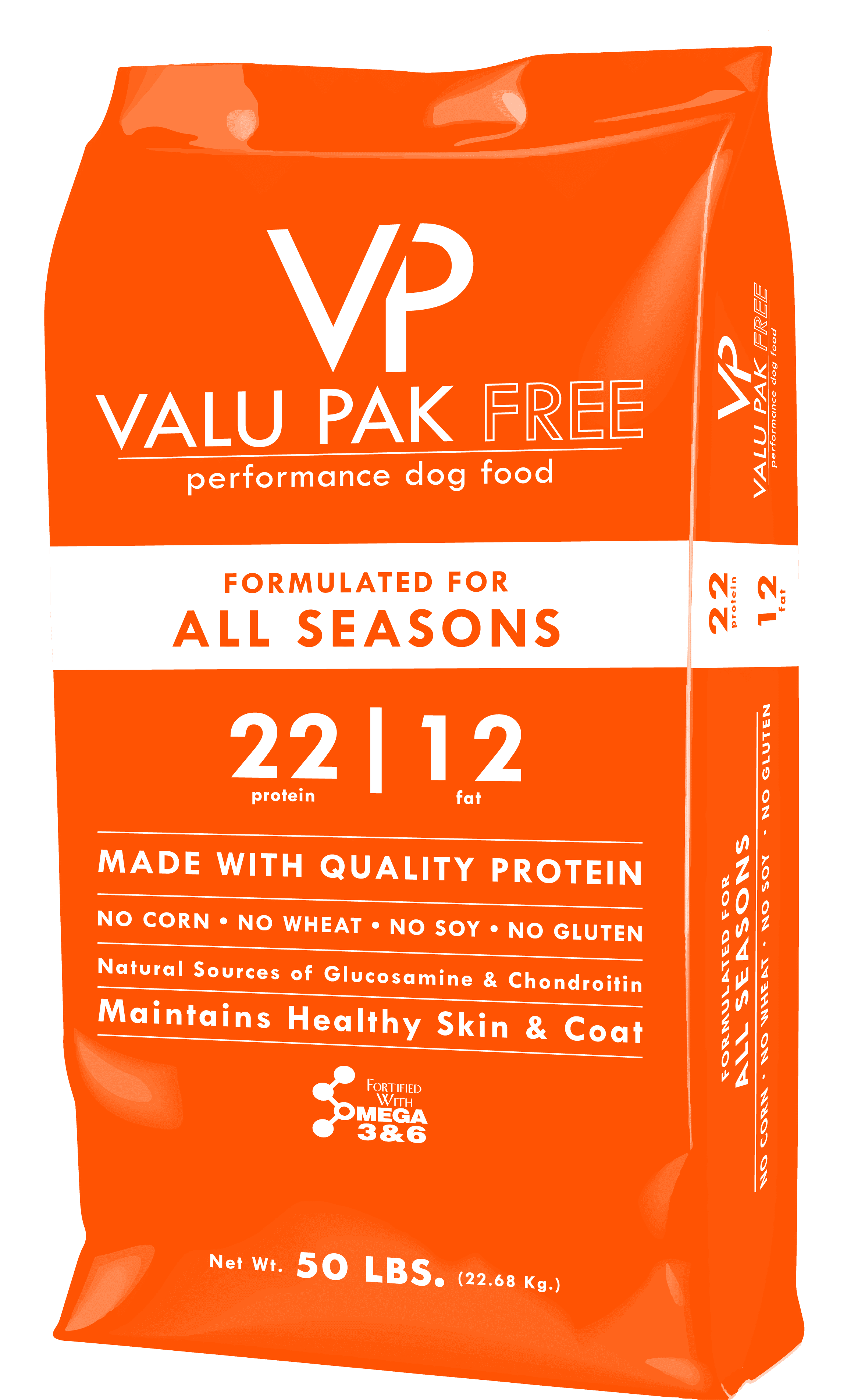 Valu-Pak Free 22-12 All Seasons Dog Food, Gluten Free, Wheat Free, Corn Free, Soy Free, Skin & Coat Health, 50 lbs
