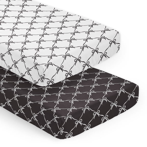 Sweet Jojo Designs Ballerina and Ballet Bows Black Girls Fitted Crib Sheets Set 2 Piece