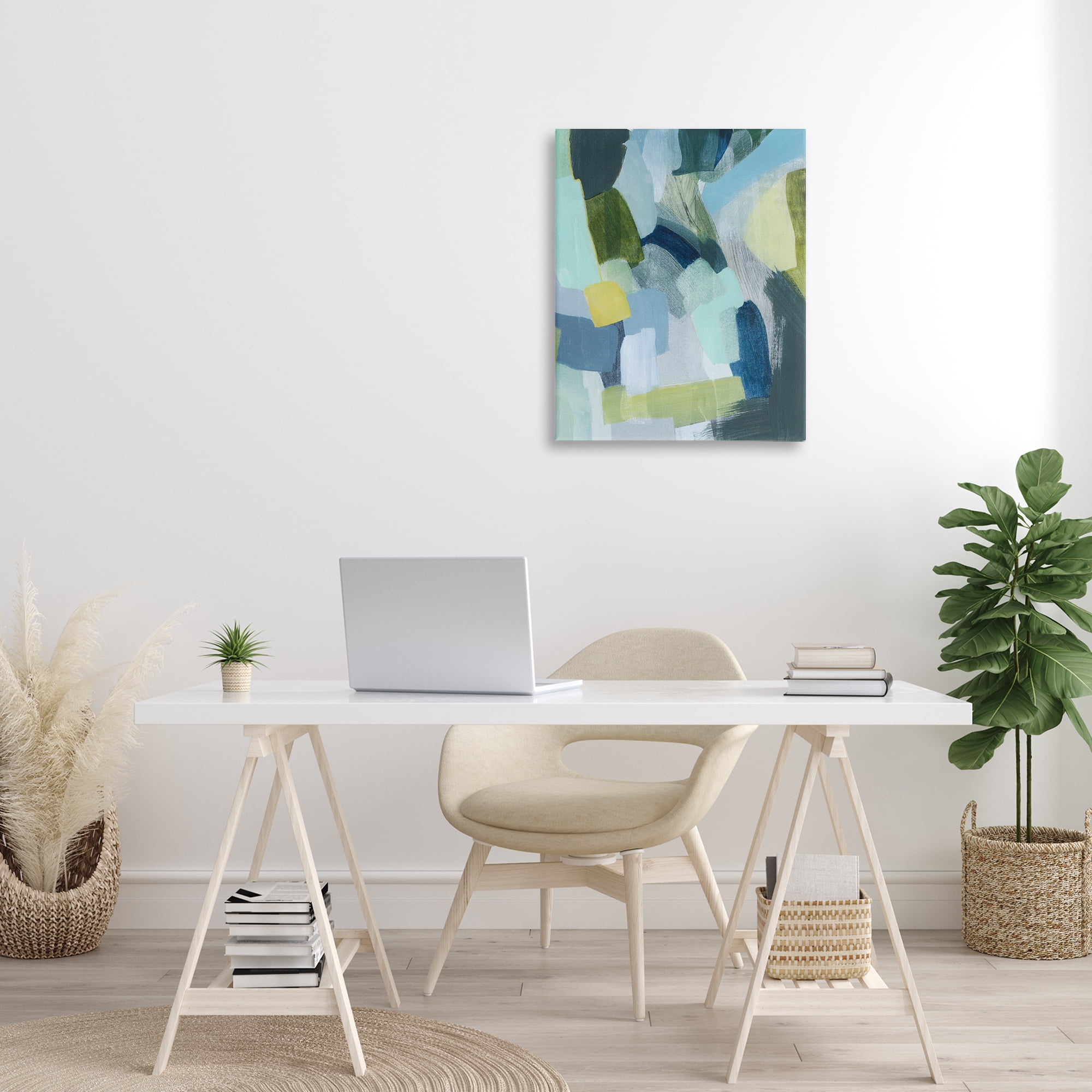 Stupell Industries Layered Green Paint Strokes Abstract Painting Gallery Wrapped Canvas Art Print Wall Art, 24 x 30