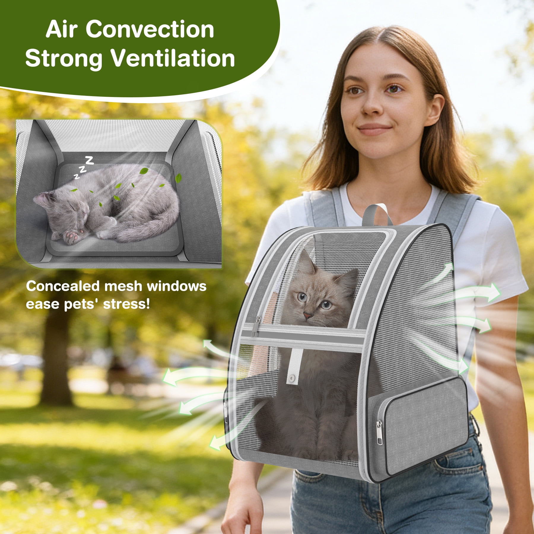 Cat Backpack Carrier Fully Ventilated-Pet Carrier Backpack for Cats and Small Dog Puppies  up to15 lb