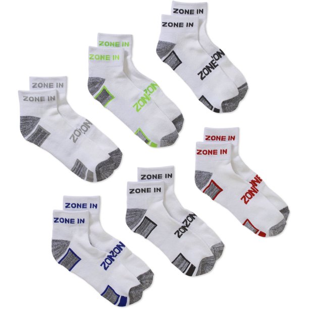 Cake Mate Zone In by Men's Athletic Cushioned Quarter Socks 6Pack