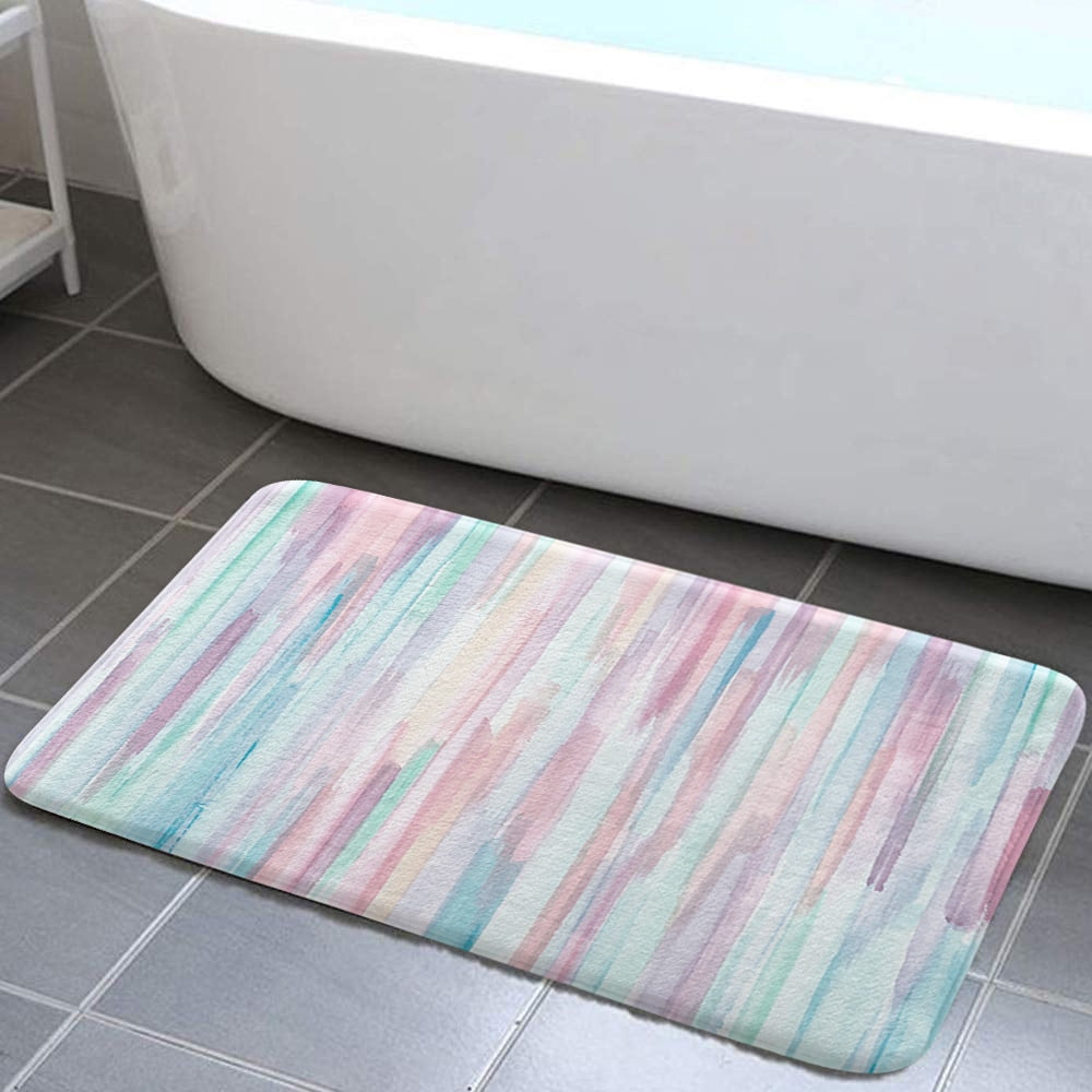 4 Pcs Shower Curtain Set, Blue and Grey Abstract Art Shower Curtain with Non-Slip Rugs, Toilet Lid Cover and Bath Mat, Bathroom Sets Decorations 72" x 72", Pink