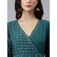 thumbnail image 6 of Janasya Indian Women's Teal Crepe Tribal Print Anarkali Kurta, 6 of 6