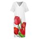 thumbnail image 4 of Vestido suelto con bolsillos y tulipanes rojos para mujer, vestidos de noche de verano 2025 para mujer, 4 of 7