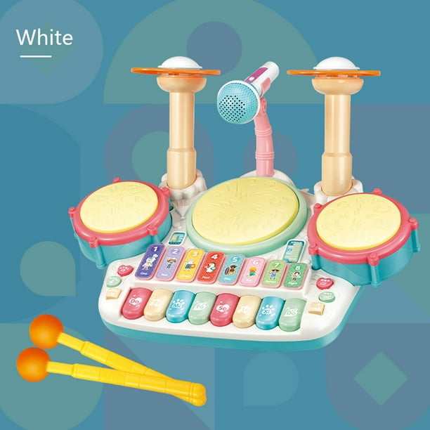 EQWLJWE Racket Drum Girls & Boys Keyboard & Drum Set with Children鈥檚 Musical Instruments Kids