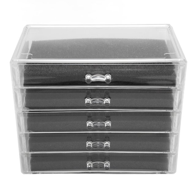 Caja De Almacenamiento De Cajón Cosmético, Gabinete De Almacenamiento De Escritorio De Esponja Acrílica, 5 Capas Decorativas, Ahorro De Tiempo, Transparente Para Oficina ANGGREK Jewelry Drawer Storage Case