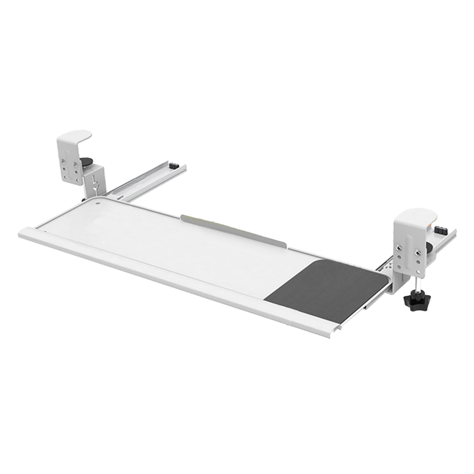 TISHITA Keyboard Tray C-shaped Clamp Mount Water Sturdy Rust Computer Desk Drawer Keyboard Holder for Improve Posture Home White