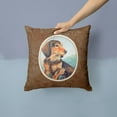 thumbnail image 2 of Carolines Treasures 7023PW1414 Long Hair Chocolate and Cream Dachshund Fabric Decorative Pillow  14Hx14W multicolor, 2 of 4