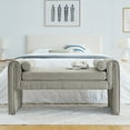 thumbnail image 6 of Smilegend Upholstered Storage Ottoman Bench, 50 Inch Large Storage Chest with Rolling Arms, Linen Fabric Bed End Bench for Bedroom, Living Room, Entryway, Gray, 6 of 8