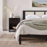Walker Edison Boho Solid Wood and Rattan Paneled Queen Bedframe, Black ...