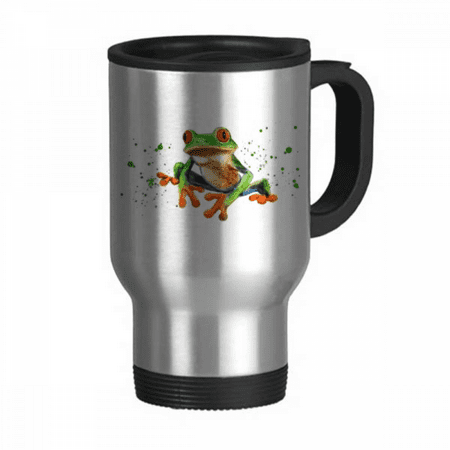 

Polypedatid Green Frogs Travel Mug Flip Lid Stainless Steel Cup Car Tumbler Thermos