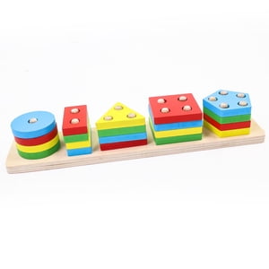 Keyahappy Wooden Shape Sorting & Stacking Puzzle