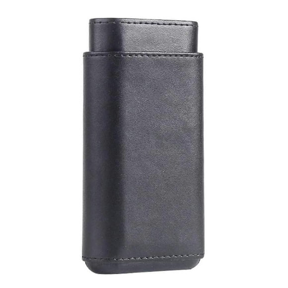 1pc Black Cedar Wood Lined Travel Cigar Holder Protective Holding 3 Cigars