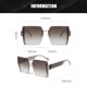 thumbnail image 3 of Gafas de sol sin marco cuadradas con recorte, gafas de sol de tiro callejero de moda con montura grande, hechas de PC, 3 of 6