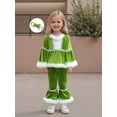 thumbnail image 5 of Spewahor Toddler Baby Girl Christmas Santa Outfits 6 12 18 24 Months 2T 3T 4T Plush Patchwork Round Neck Tops + Elastic Waist Flare Pants, 5 of 9