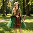 thumbnail image 2 of CONZONE Halloween Elfin Outfit For Girls Hallowmas Dress With Robe Dress Up Clothes For Kids Funny Festival Stage Party Outfits Size 6-7 Years Green, 2 of 9