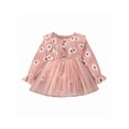 thumbnail image 1 of Qiylii Baby Daisy Pattern Romper Dress, Long Sleeve Mesh Stitching Ruffle Bodysuit, 1 of 9