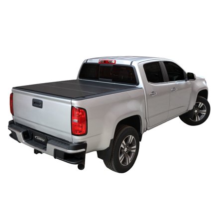 LOMAX 2007-2021 Fits Toyota Tundra Short Bed 5' 6" Box Without deck rail Black Matte Hard Tri-Fold Tonneau Cover B1050039
