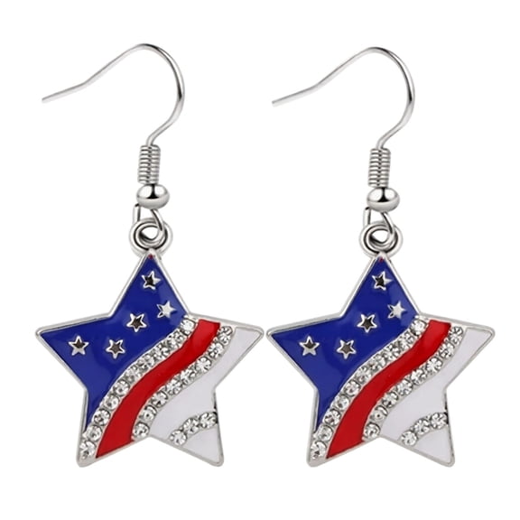 hgiogi 4th Of July Hook Star Dangle Earrings Patriotic Festival Jewelry For Independence Day Celebration Party