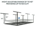 thumbnail image 5 of eShelf 4x8 Heavy Steel Overhead Garage Storage Rack, Adjustable Ceiling-Mounted Organizer with 600lbs Capacity, 4 Hanging Hooks & 22"-40" Height Range, Heavy-Duty Metal Storage System (Black), 5 of 7
