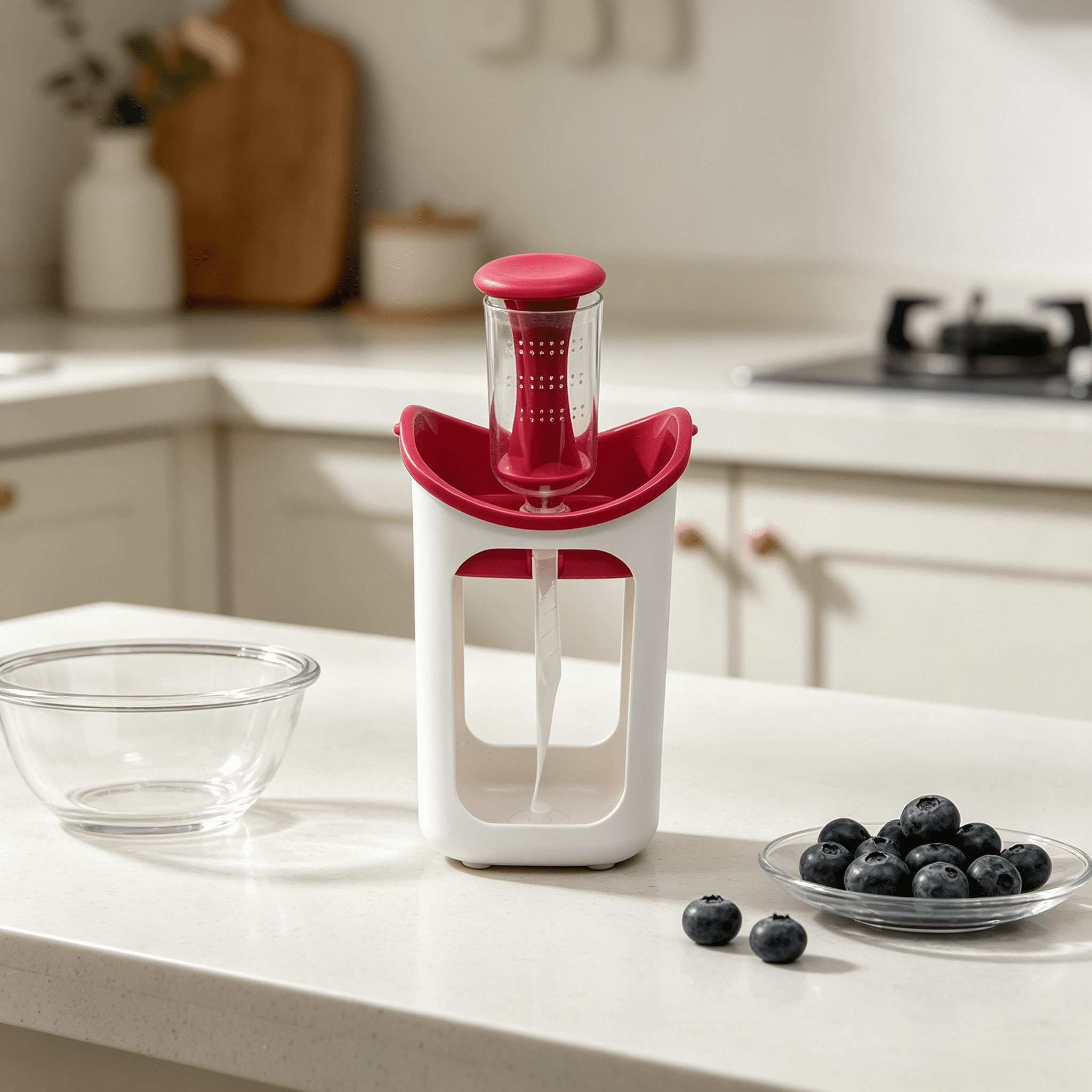 ACDANC 2026 New Baby Food Maker with 10Pcs Pouch,Baby Food Squeezes Station Fruit Maker Puree Squeezer with Reusable Storage Bags for Snacks Storage for Home,Travel,Daycare,Outing,Kitchen Red