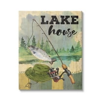 Stupell Lake House Fishing Angler Sign Animals & Insects Painting Gallery Wrapped Canvas Print Wall Art