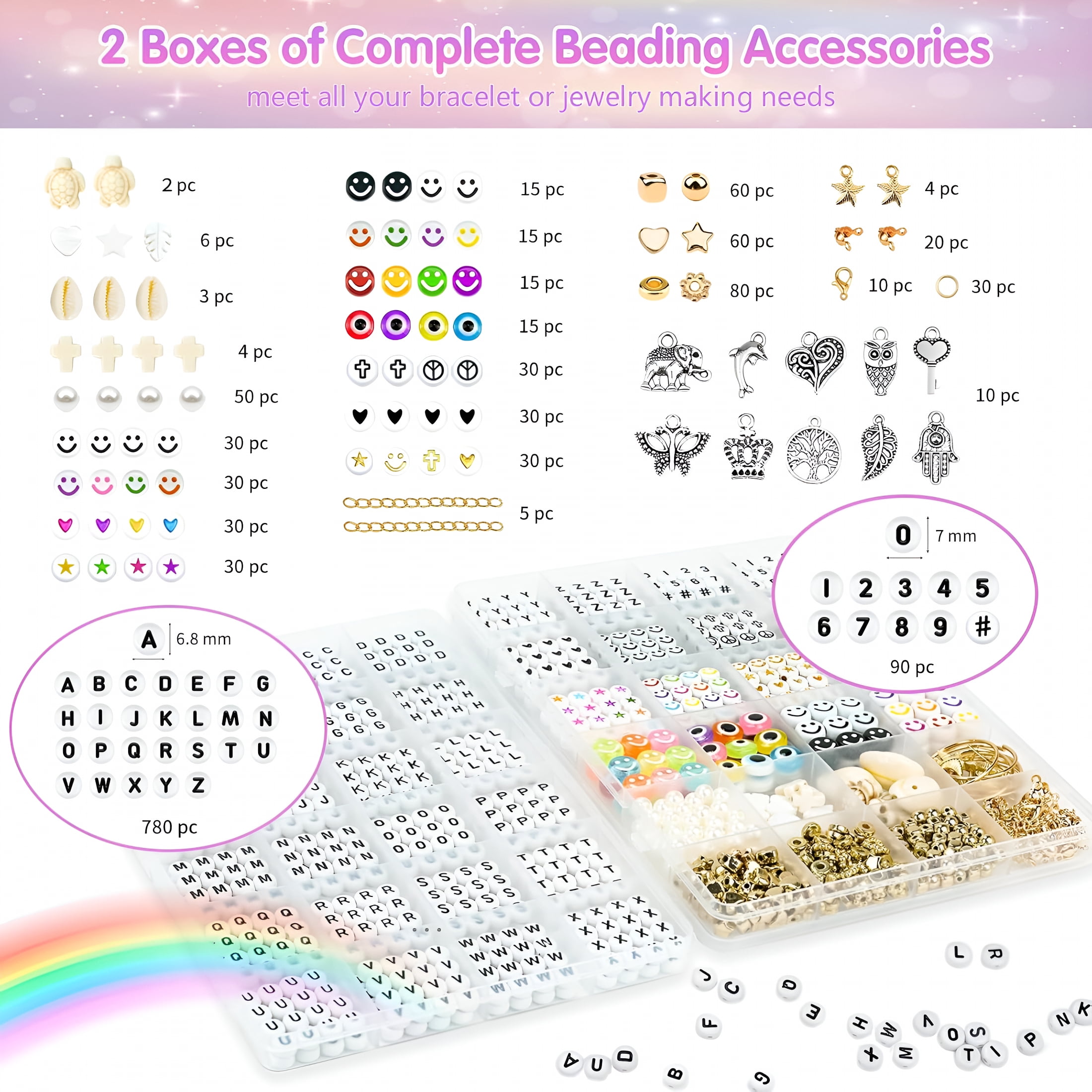 TUWAFE 2026 New Clay Beads Friendship Bracelet Making Kit,72 Colors Preppy Clay A-Z Letter Number Beads&Charms Complete Jewelry Making Kit Diy Crafts Gift for Teen Girls