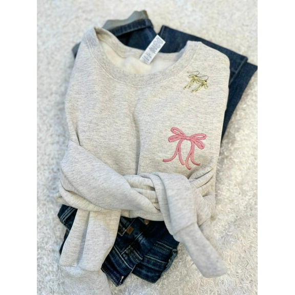 Embroidered Cute Bow Sweatshirt For Her