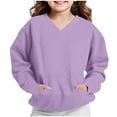 thumbnail image 3 of OGLCCG V Neck Sweatshirt for Girls with Pockets Casual Comfort Hoodless Hoodies Cozy Lightweight Fleece Pullover Sweatshirts No Hood 2-12 Years, 3 of 7