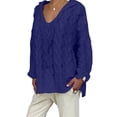 thumbnail image 7 of Lenpel Women's Pullover Sweaters Oversized V Neck Long Sleeve Cable Knitted Hoodies Trendy Fall Outfits, 7 of 7