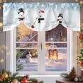 thumbnail image 6 of Christmas Winter Snowman Tie Up Valances Curtain, Shovel Snow Xmas Gradient Blue Adjustable Rod Pocket Short Window Treatment Tie Up Curtains Valances for Kitchen Living Room Bathroom 60x18 In, 6 of 9