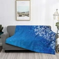 thumbnail image 2 of Disketp Blue Christmas With Snowflakes Flannel Blankets - Thick and Warm Blanket for Winter, Soft Fuzzy Plush King Blanket for All Seasons-50"x40", 2 of 6