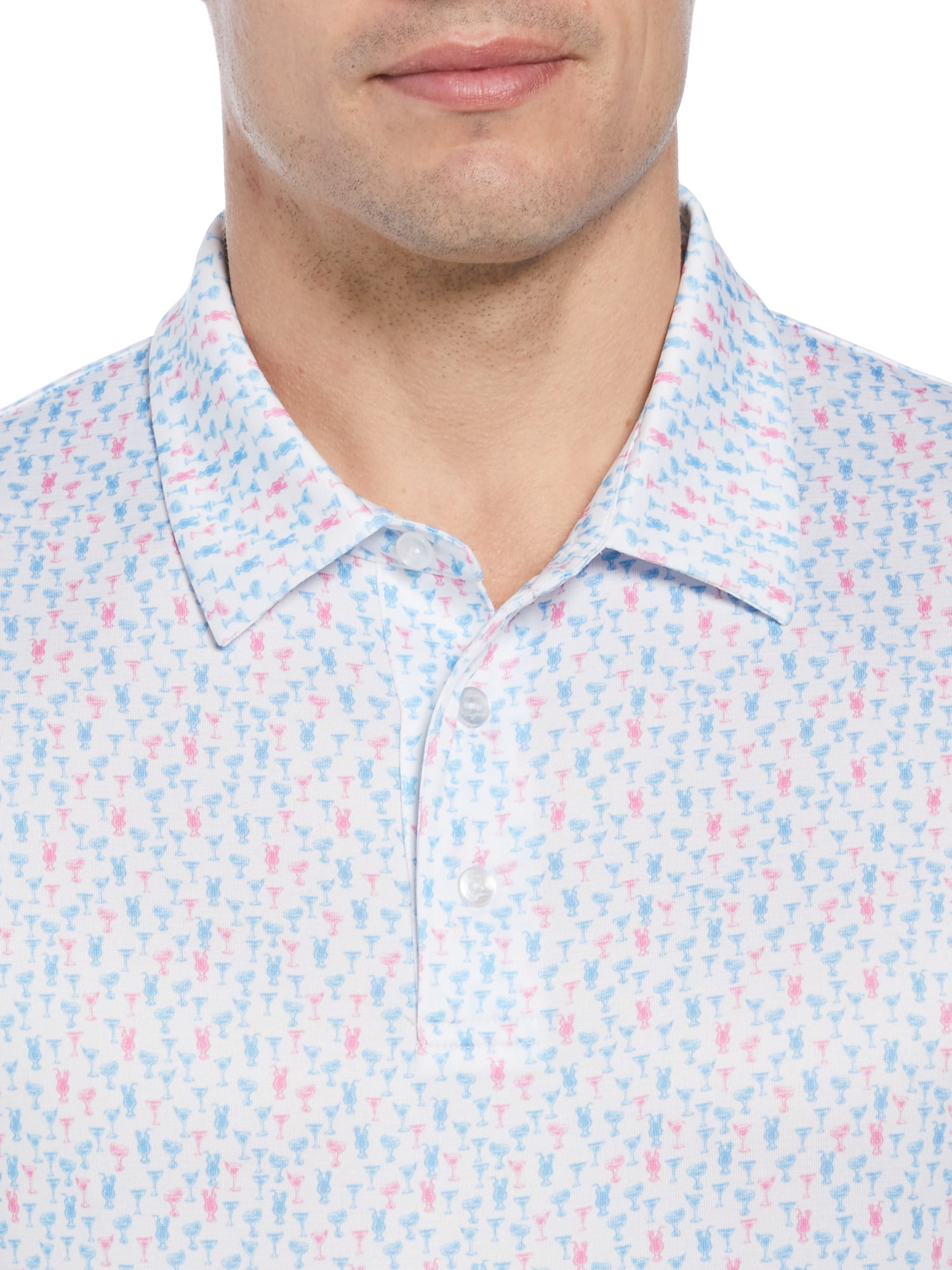 Ben Hogan Men's and Big Men’s Mini Drink Print Golf Polo Shirt, up to Size 5XL