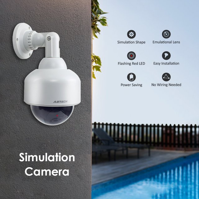 Cámara Falsa Cámara ficticia falsa alimentada por batería 360 giratoria intermitente LED CCTV de seguridad