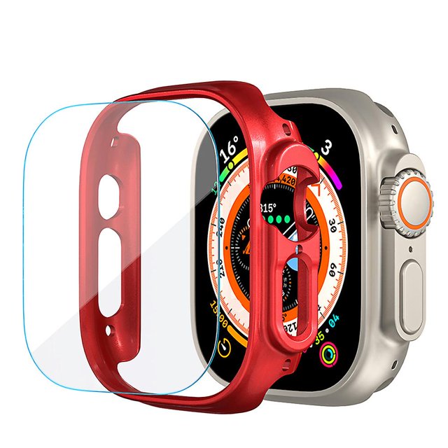 For Apple Watch 8 Ultra Case, Tempered Glass Protective Film & Hard PC Bumper Sets