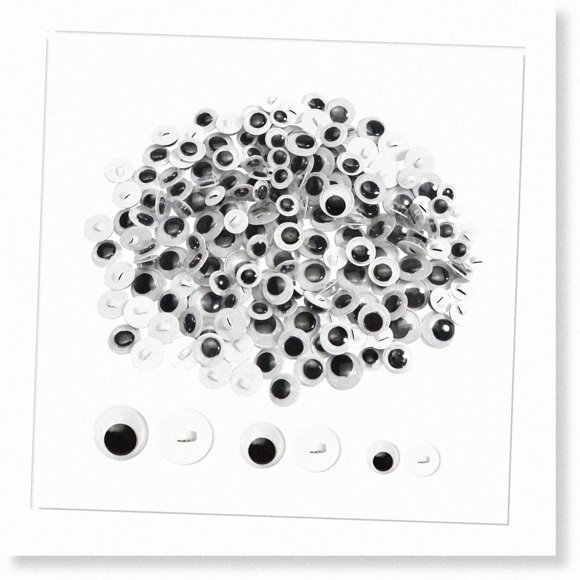180pcs Assorted Sizes Black Round Plastic Sewing Buttons for DIY Stuffed Animals, Scrapbooking, and Sewing Projects
