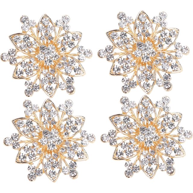 ZOUSSIQI 4Pcs Rhinestone Buckle, Hollow Crystal Flower Shape Buckle, Color Crystal Buckle for Wedding Party Prom Women Shoe Clips Buckles Decorations Accessories (5cm hollow round diamond CA919-18312
