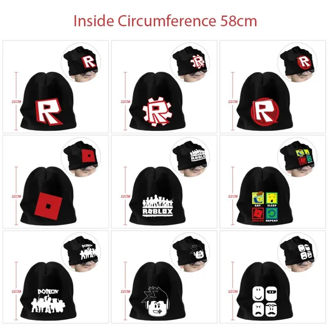 Roblox-gorro de punto para hombre y mujer, gorro de felpa, Pullover versátil, juego de Anime periférico, regalo de cumpleaños y Navidad, Otoño e Invierno