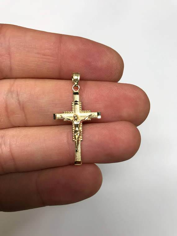 10k Yellow Gold Jesus Crucifix Pendant Necklace (No Chain)