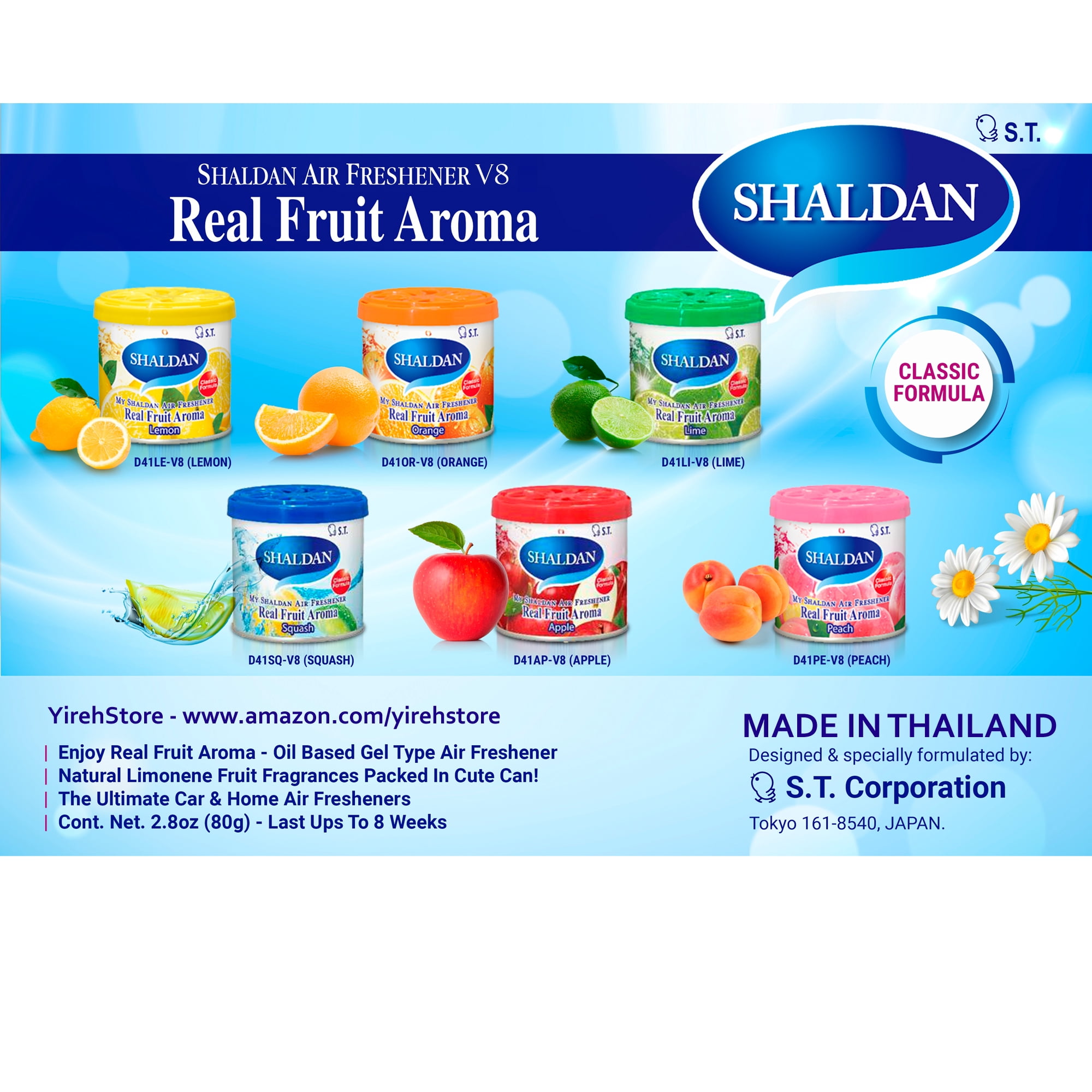 YirehStore My Shaldan Apple Scent 6-cans, Original Classic Formula, Car Cup-holder Natural air freshener, Real Fruit Aroma