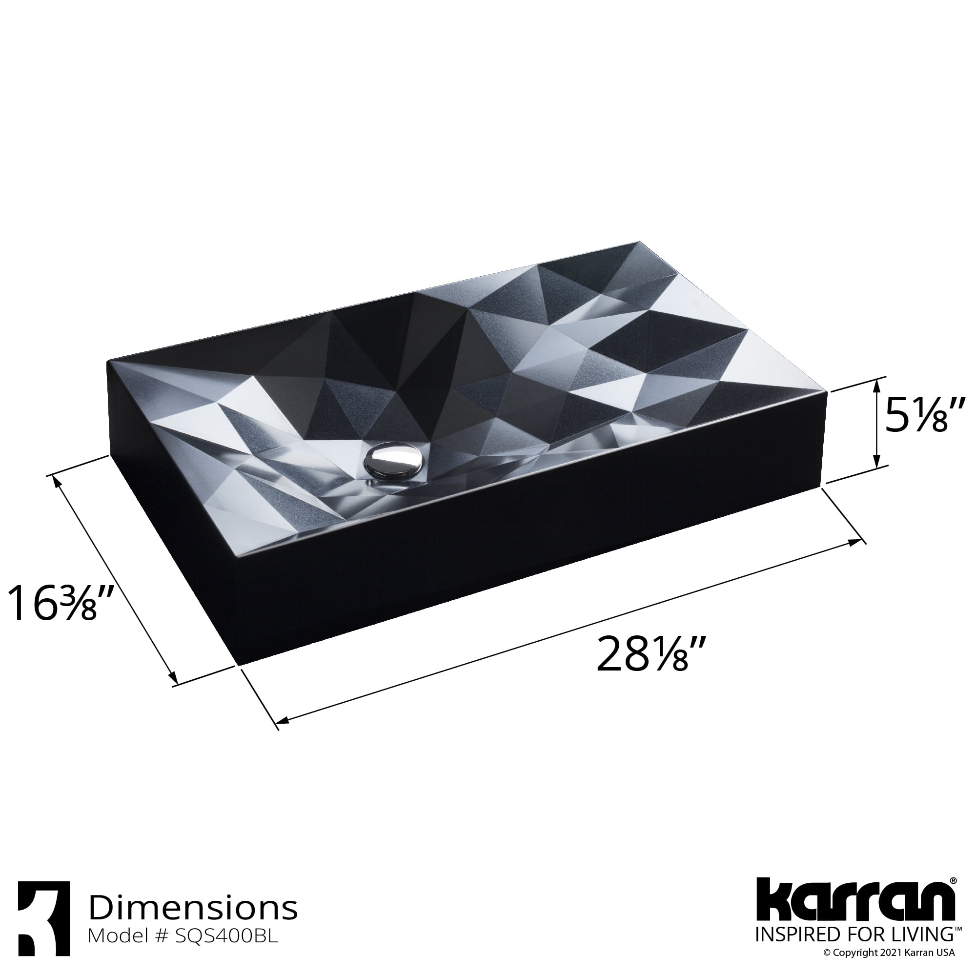 Karran Usa Sqs400 Sternhagen 28-1/8" Black Rectangular Quartz Composite Vessel Bathroom Sink