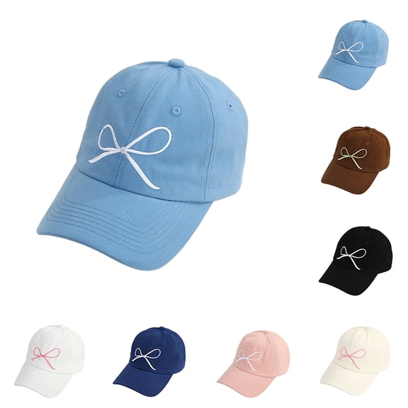 Women Minimalist Bow Embroidery Baseball Cap Summer Outdoor Casual Hat Beige