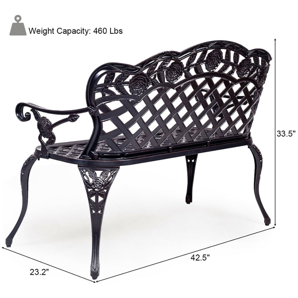 Aimee Lii 42.5" Outdoor Furniture Cast Aluminum Antique Garden Bench, Outdoor Patio Furniture