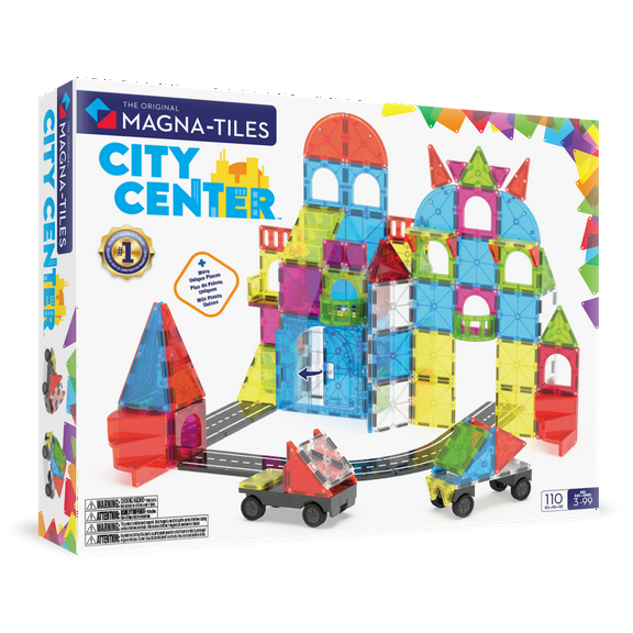 MAGNA-TILES® City Center 110-Piece Magnetic Construction Set, The Original Magnetic Building Brand