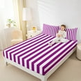 thumbnail image 4 of Feelyou Purple Striped Queen Sheet Sets for Kids, Abstract Ombre Flat Sheet, Modern Fashion Queen Fitted Sheet, Breathable Home Decor, 4 Pieces, 4 of 7